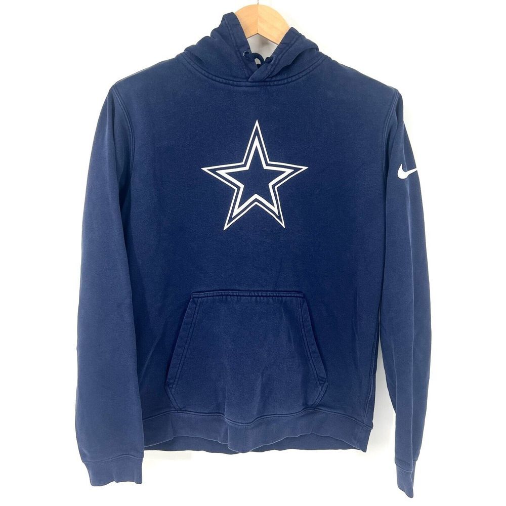 NIKE Logo Club NFL Dallas Cowboys Pullover Hoodie Size M Womens Pocket‎ Navy